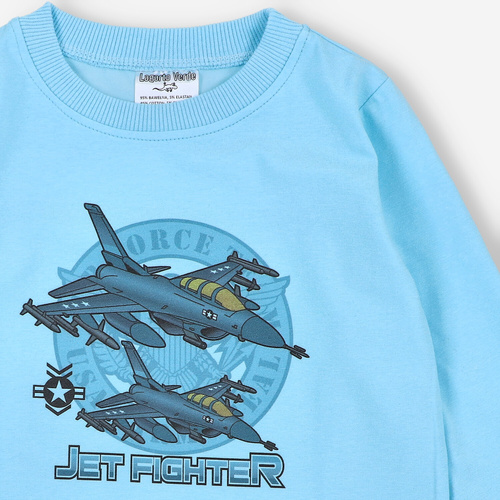 KAR-1014 Chlapecká halenka s dlouhým rukávem Lagarto Verde modrá - bavlna s elastanem, polská výroba