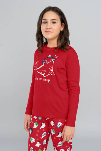 Kasjana Dívčí pyžamo Italian Fashion- červená/print červená