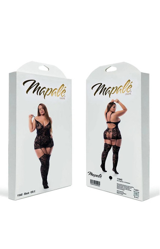 Body damskie Mapale 7481 Romper Babydoll czarne koronkowe z odkrytymi plecami