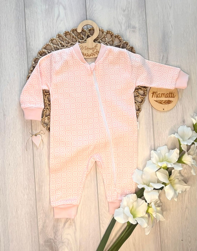 Kojenecký overal Mamatti PS15941 bez nožiček květiny bavlna zip