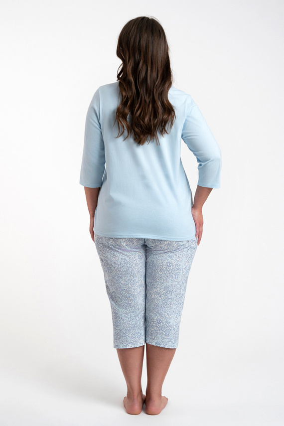 Salli Dámské pyžamo 3/4 rukávy a 3/4 kalhoty Italian Fashion - modrá/potisk