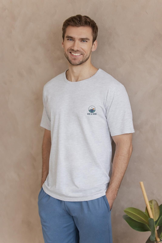 Pánské bavlněné pyžamo 3576 Gabriel – krátký rukáv, kapsy