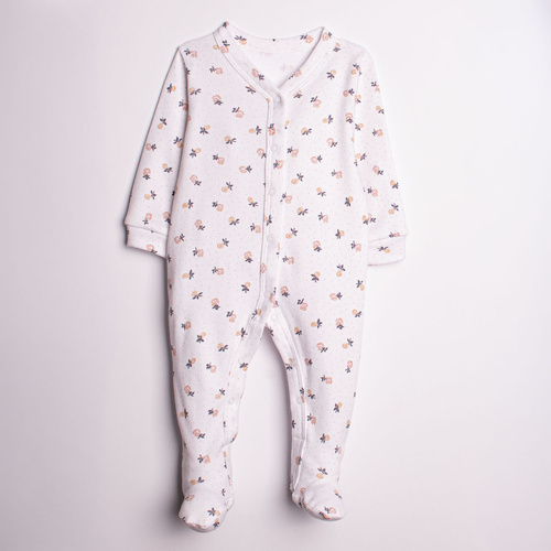 220031 Kojenecký overal Nicol 100% bavlna květiny s ťapkami