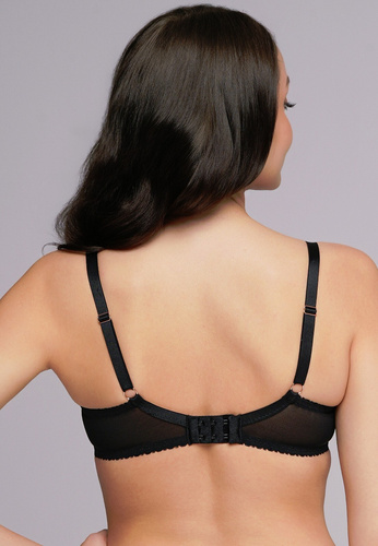 2256 Ava Maxi černá podprsenka s polovičními košíčky - Push-Up efekt, dokonalý dekolt, hladké mikrovlákno + krajka | Design K-2256