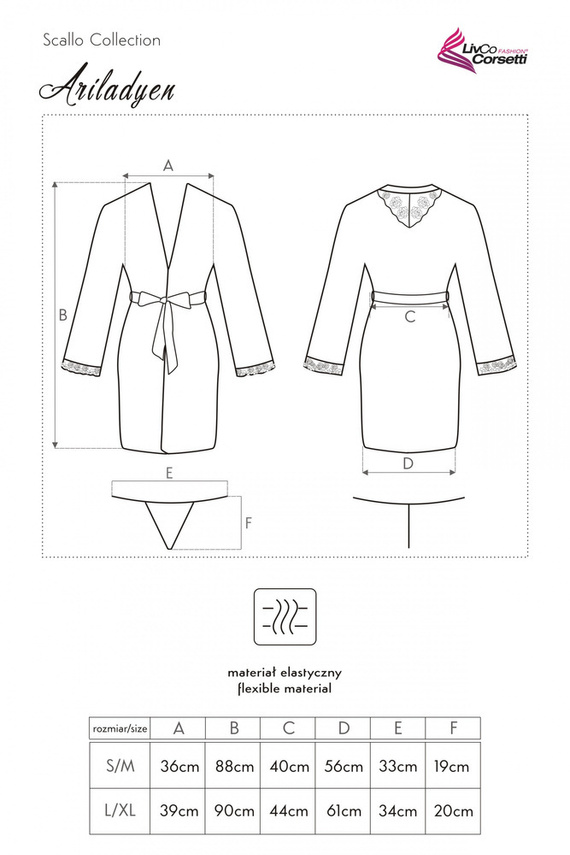 Ariladyen Black LC 90568 Scallo Collection dámský župan LivCo Corsetti