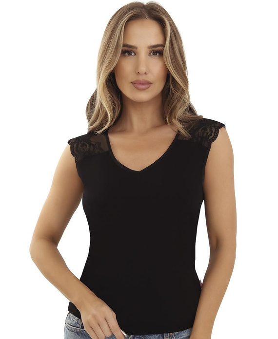 Dámská halenka Elza Emili z viskózy s vyšívaným tylem V-neck