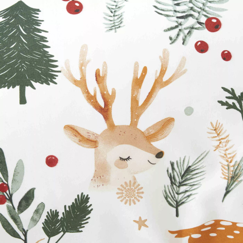 Vánoční mikrosaténové povlečení Christmas Forest bílé I25 Spod Igły i Nitki - měkké, hladké a odolné