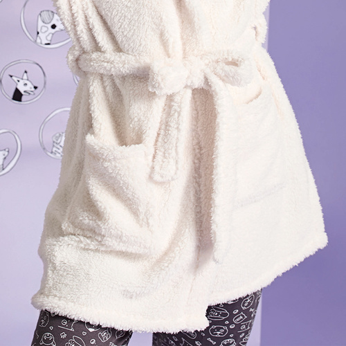 Igrid Dámský župan Sorbetto - bílý, huňatý s kapucí s medvídkem