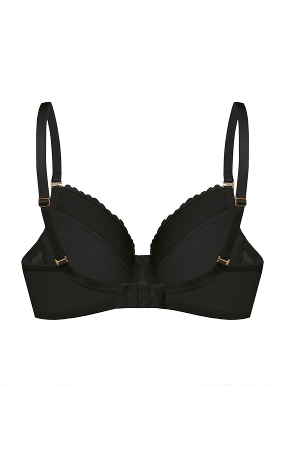 Plnoštíhlá podprsenka Petra Mefemi by Nipplex - černá, stabilní podpora, krajkové košíčky, bavlněný vnitřek, vyjímatelné push-up vložky