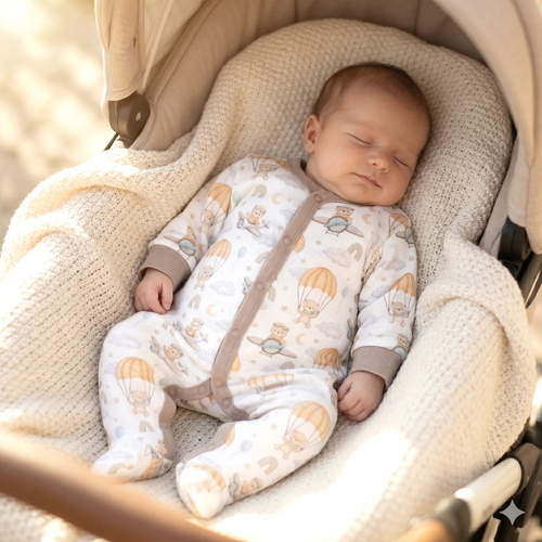 ABN-5508 Sky Journey Nini dětský župan | Organická bavlna, zapínání na patentky