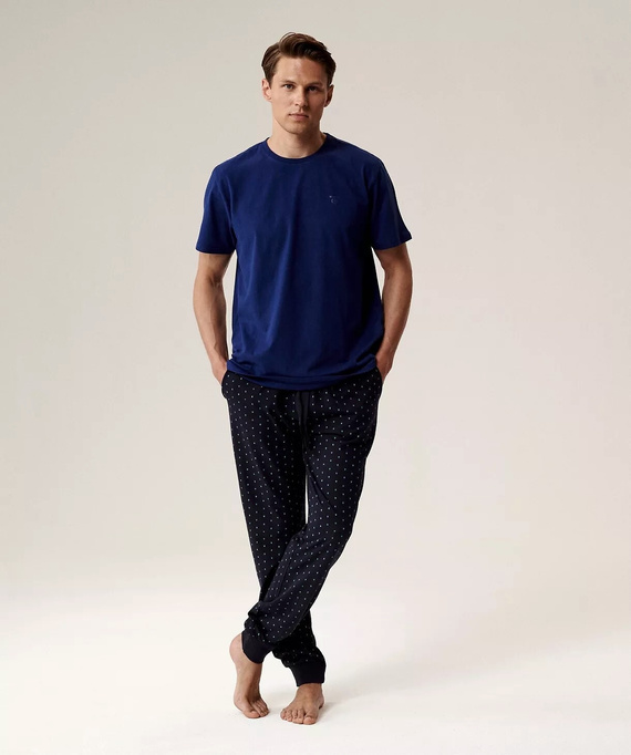 Pánské pyžamo NMP-388 Atlantic blue - bavlna, krátký rukáv