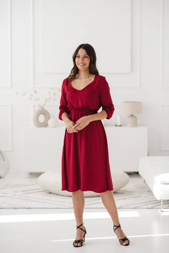 Lovely Dress Midi rękaw 3/4 sukienka ciążowa i do karmienia Milk&Love czerwony