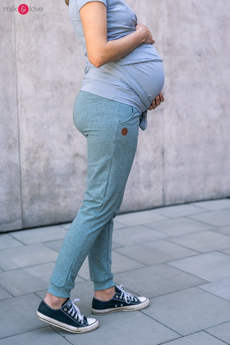 Spodnie dresowe ciążowe Milk&Love niebieski mięta plum