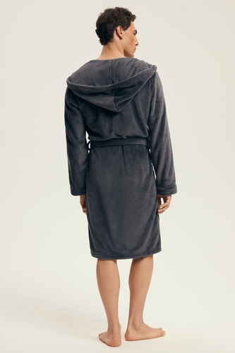 Pánský župan Henderson 43447 Vocal grey - kapuce, teplý úplet, pohodlí a elegance