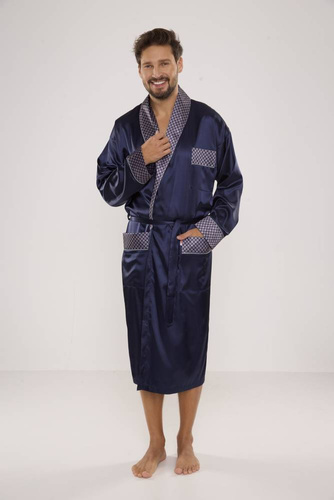 940 Forex pánský saténový župan - tmavě modrý