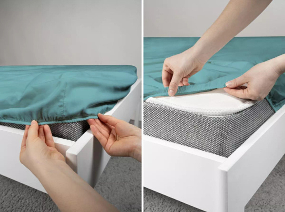 Mikrosaténové prostěradlo s gumou Poly Detexpol hladké a pohodlné turquoise