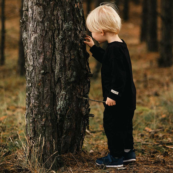 Simply Comfy Dětské tepláky Eevi černé - 100% bavlna, s kapsami