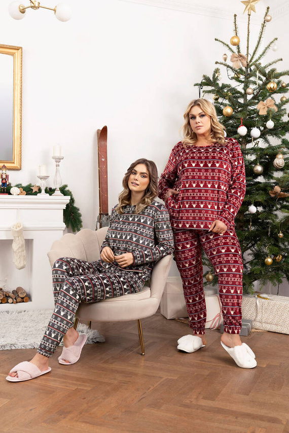 Island Fleece dámská souprava Italian Fashion - vínový potisk