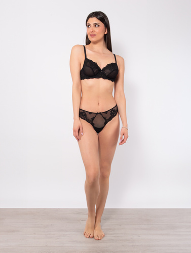 1940 Glam podprsenka - tylová, měkká, s kosticí Sielei černá