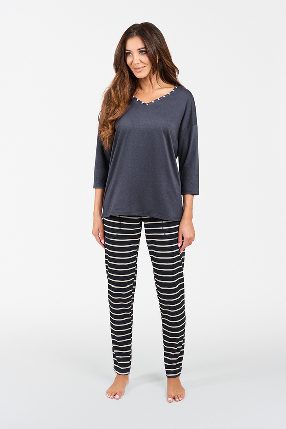 Betty Dámské pyžamo 3/4 rukáv, dlouhé kalhoty Italian Fashion - grafitový/grafitový potisk