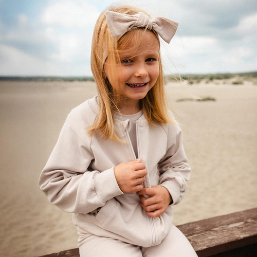 Simply Comfy Eevi béžová dětská mikina bomber - bavlna, lehká, bez kapuce