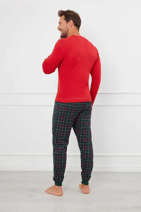 Fogo Pánské pyžamo s dlouhým rukávem, dlouhé kalhoty Italian Fashion - červená/potisk