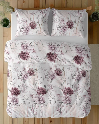 5222 B Pościel satynowa pudrowa różowa na jasnym tle Detexpol