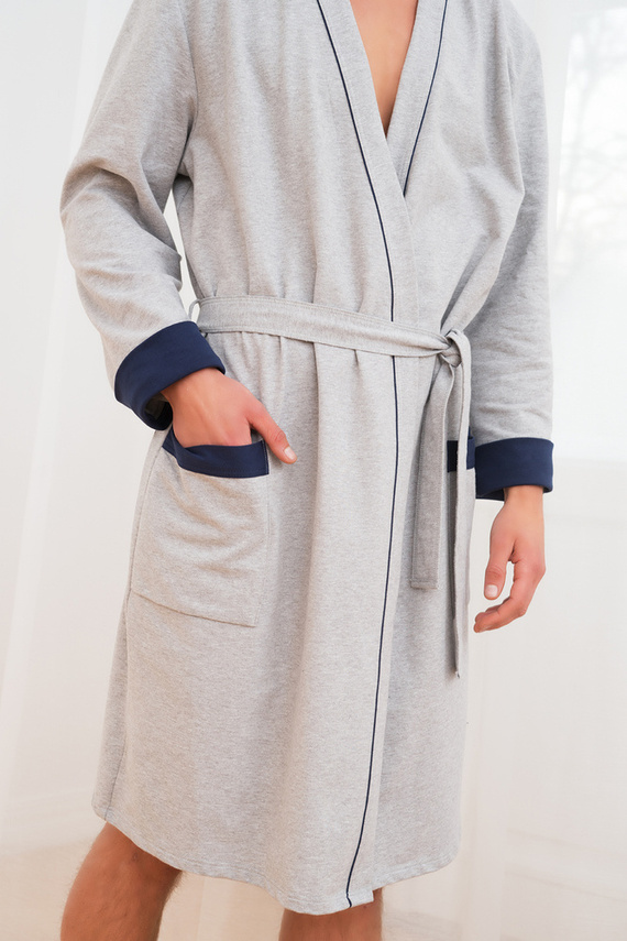 Gabriel Pánský župan s kapsami Italian Fashion- melange/grenade