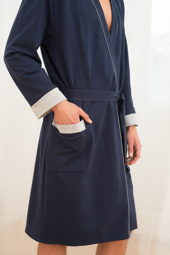 Gabriel Pánský župan s kapsami Italian Fashion - tmavě modrý/melanžový