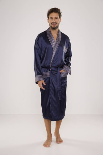 940 Forex pánský saténový župan - tmavě modrý
