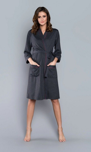 Megan Dámský župan Italian Fashion 3/4 rukáv - světlý melír