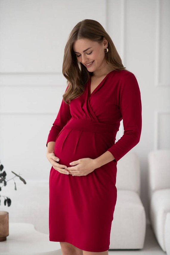Grow with me sukienka ciążowa i do karmienia Milk&Love bordowy