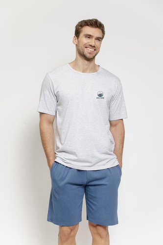 Pánské bavlněné pyžamo 3576 Gabriel – krátký rukáv, kapsy