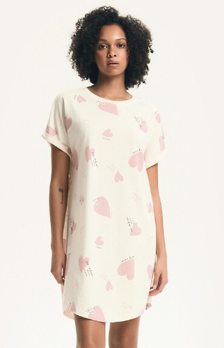 Dámská noční košile 44490 Emela peach Henderson, 100% bavlna, krátký rukáv, půlkulatý výstřih