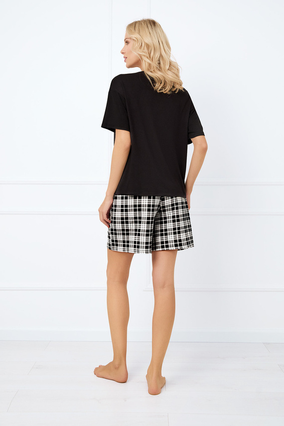 Klara Dámské pyžamo s krátkým rukávem, krátké kalhoty Italian Fashion - černá/potisk