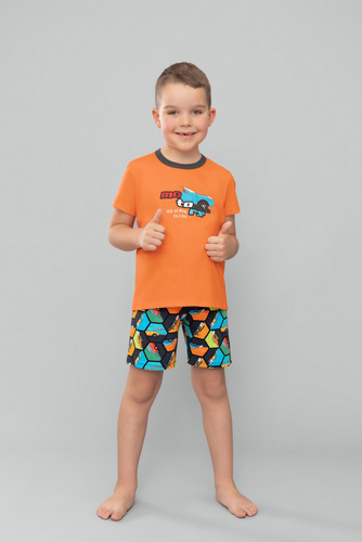 Comics Chlapecké pyžamo s krátkým rukávem, kalhoty Italian Fashion - oranžová/potisk