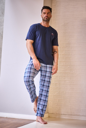 Pánské pyžamo Cornette 134/315 North 2 modré - bavlna, krátký rukáv, pohodlí a styl