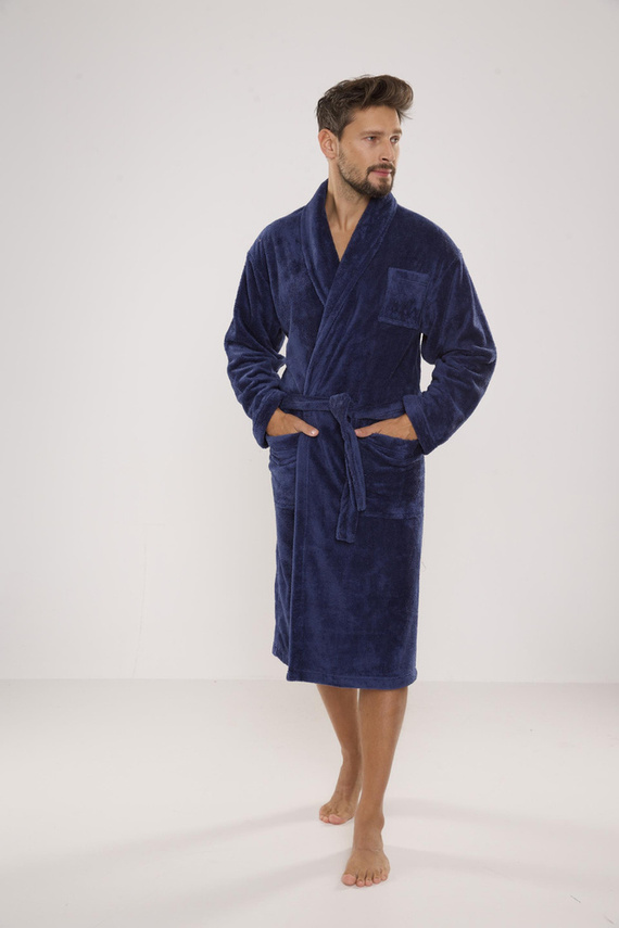 811 De Lafense pánský plyšový župan - džínový