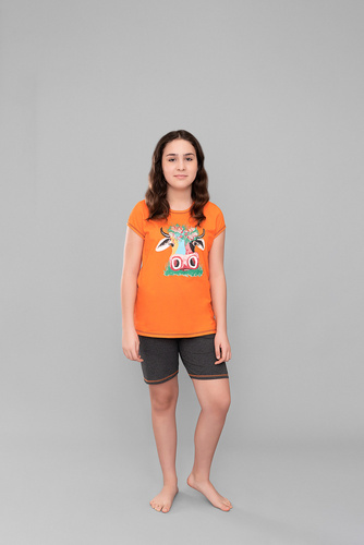 Blond dívčí pyžamo Italian Fashion - oranžová/tmavý melír