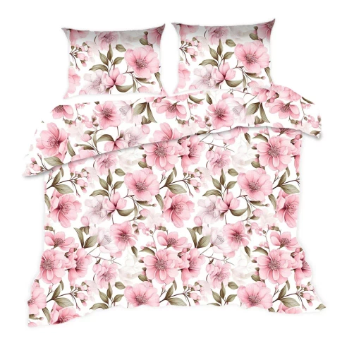 1893N Bavlněné povlečení Classic E24 Karo powder pink flowers - 100% bavlna, odolné, barevné, 2dílná sada