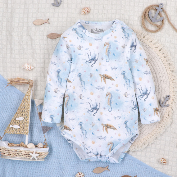 ABN-5445 Body z organické bavlny Sea Of Joy od Nini - organická bavlna, dlouhý rukáv