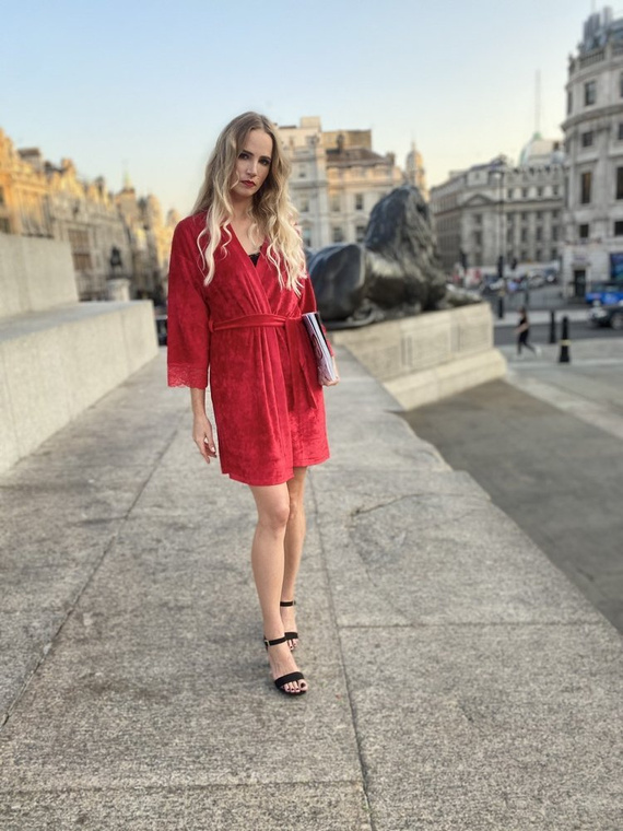 457 Milagros Dámský krátký župan Forex - červený