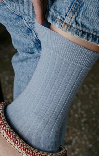 ART.130 Přírodní Merino vlna Dámské ponožky Steven blue -stripe, bezešvé, teplé