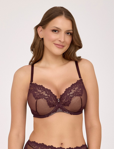 Push-up podprsenka Ava 2232 Chocolate Brown krajka s kosticemi