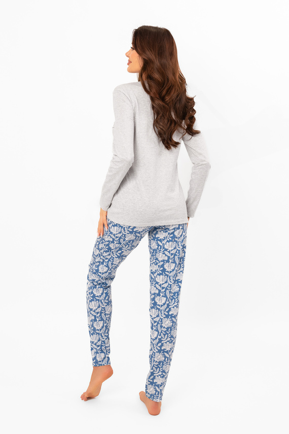 Dámské pyžamo Boma - dlouhý rukáv, dlouhé kalhoty, bavlna Italian Fashion - melanž/potisk