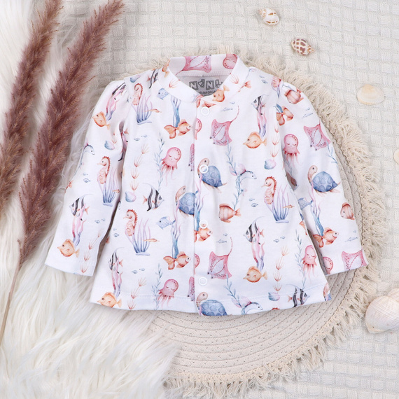 ABN-5482 Dětský kaftan Underwater World od Nini - organická bavlna, pohodlné zapínání na druky