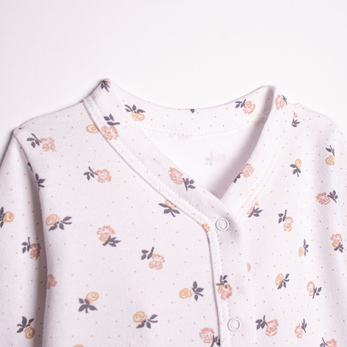 220031 Kojenecký overal Nicol 100% bavlna květiny s ťapkami