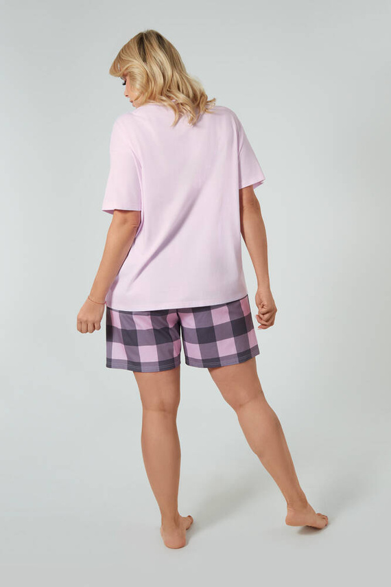 Kayo Dámské pyžamo s krátkým rukávem, šortky Italian Fashion - růžová/potisk