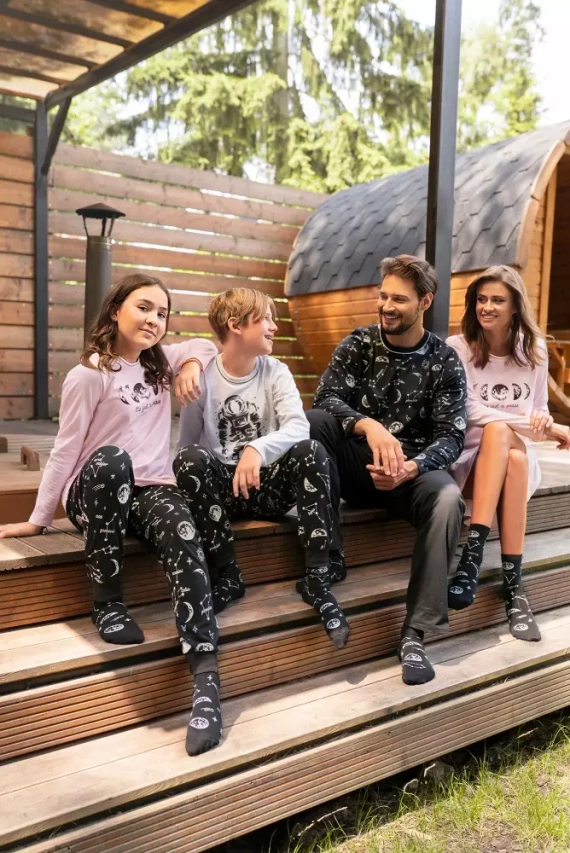 Umbra Dívčí pyžamo, dlouhý rukáv a kalhoty Italian Fashion- lososový/potisk