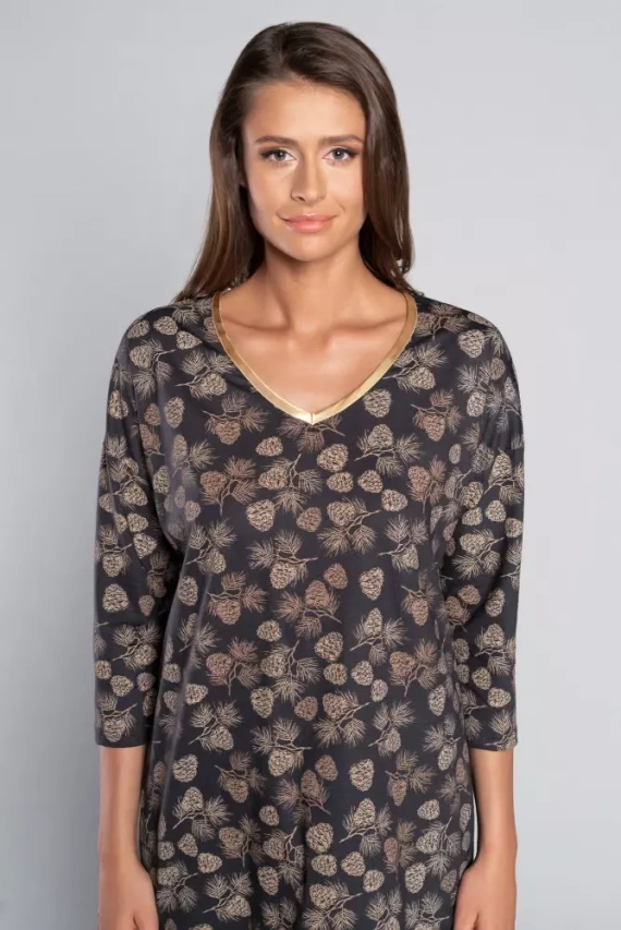 Pinnia Dámské pyžamo s 3/4 rukávy, 3/4 kalhoty Italian Fashion - potisk/grafitová barva